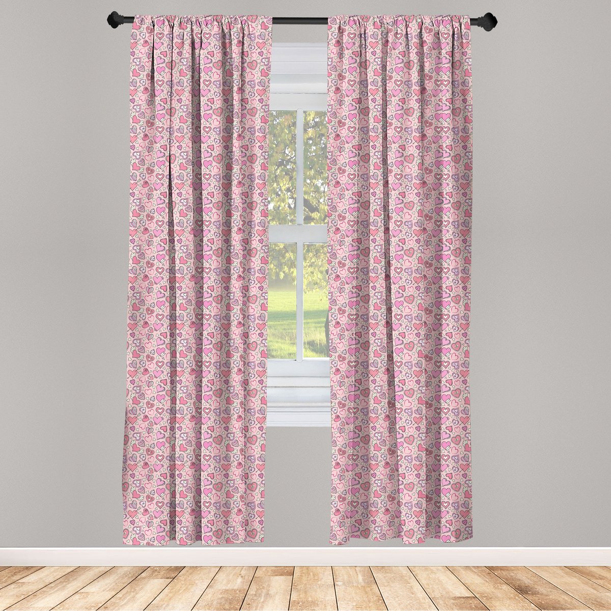ABAKUHAUS Liebe Gordijnen – 2x75x175 cm – microvezel – gedeeltelijke verduistering Koraalroze