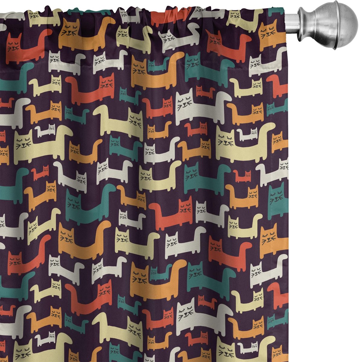 ABAKUHAUS Katten Gordijnen – 2x75x245 cm – Microfiber – Halfdonker Mehrfarbig
