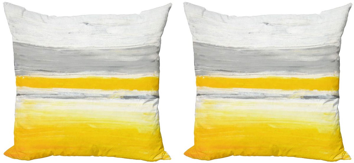 ABAKUHAUS Kussenhoezen Set 2x45x45 cm – Dubbelzijdig bedrukt – Microvezel Pale Green Earth Gelb