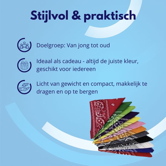 Knaak Bandana‑Pack - 12‑Stuks - 100% Katoen Unisex Multi‑kleur - Accessoire & Mond‑/Hoofddeken van Knaak — afbeelding 4