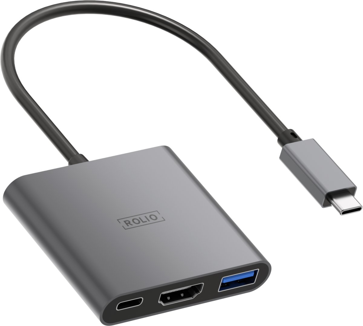 Rolio USB C naar HDMI Adapter - 3 in 1 - 4K HDMI - USB 3.0 - USB-C Opladen - Premium Kwaliteit