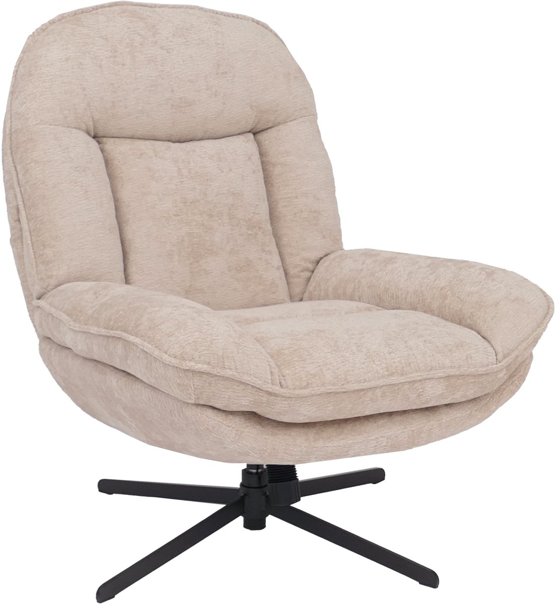Relaxfauteuil MCW-P32, televisiefauteuil Nosag-vering Gestoffeerde fauteuil, draaibaar Metaal Stof/textiel Chenille (370 g/m²) ~ crème