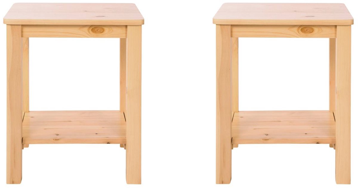 Homestyle4u Krukjes - Hocker - Zitbank - set van 2 - Massief Grenenhout - Natuur