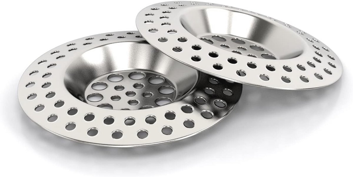 Set van 2 roestvrijstalen afvoerzeefjes voor douche en keuken
