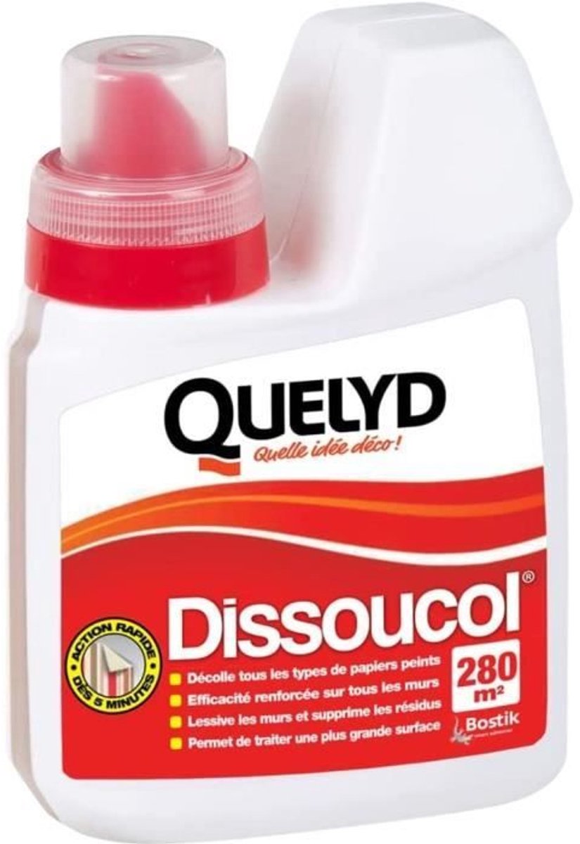 Behangverwijderaar - QUELYD - Dissoucol - Wasmiddel - Verwijdert resten - 500 ml fles (280 m²)