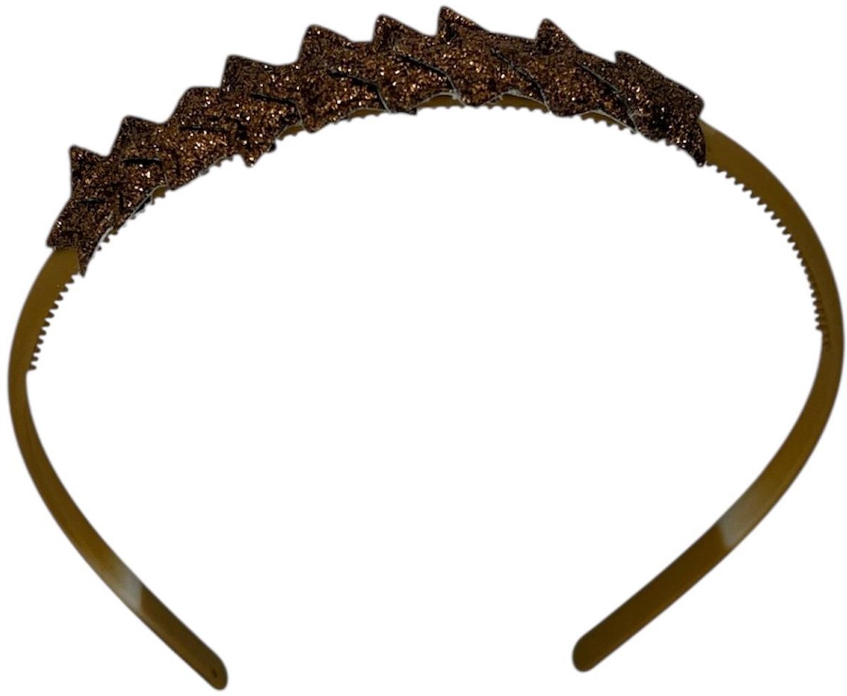 Diadeem met sterretjes - kerstcollectie - glimmend - ster - khaki diadeem - bruin