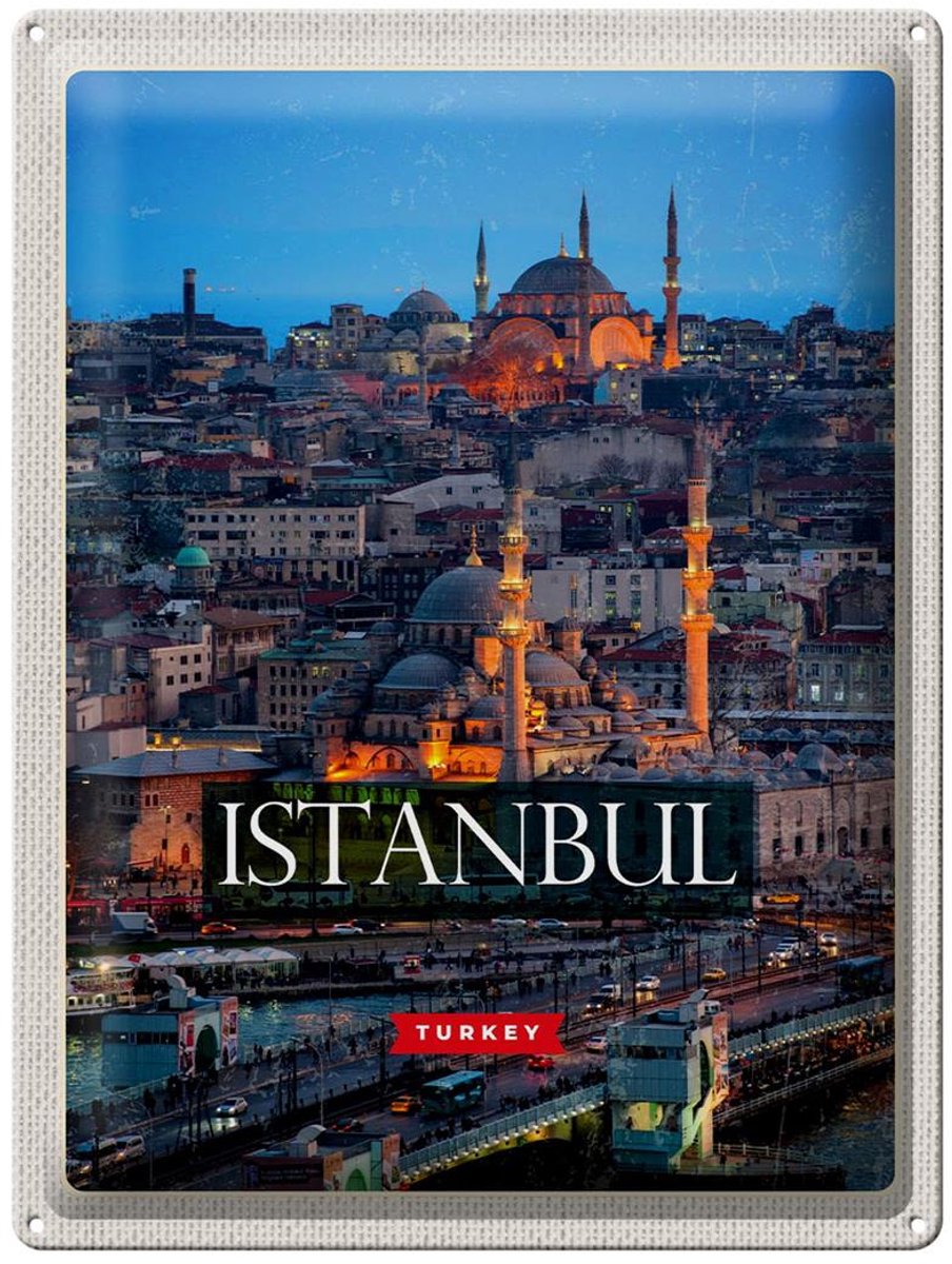 Blechschild Reise 30x40cm Istanbul Turkey Bild Moschee