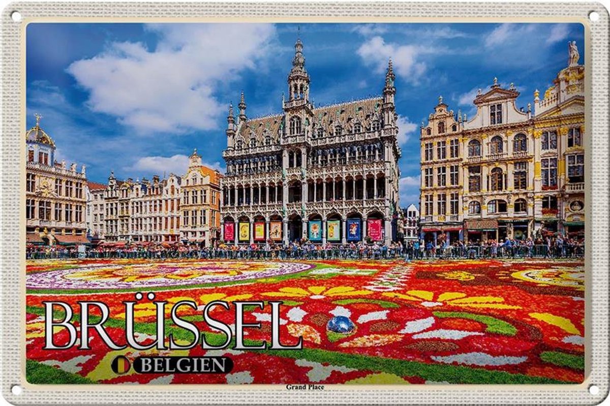 Femer Blechschild Reise 30x20cm Brüssel Belgien Grand Place