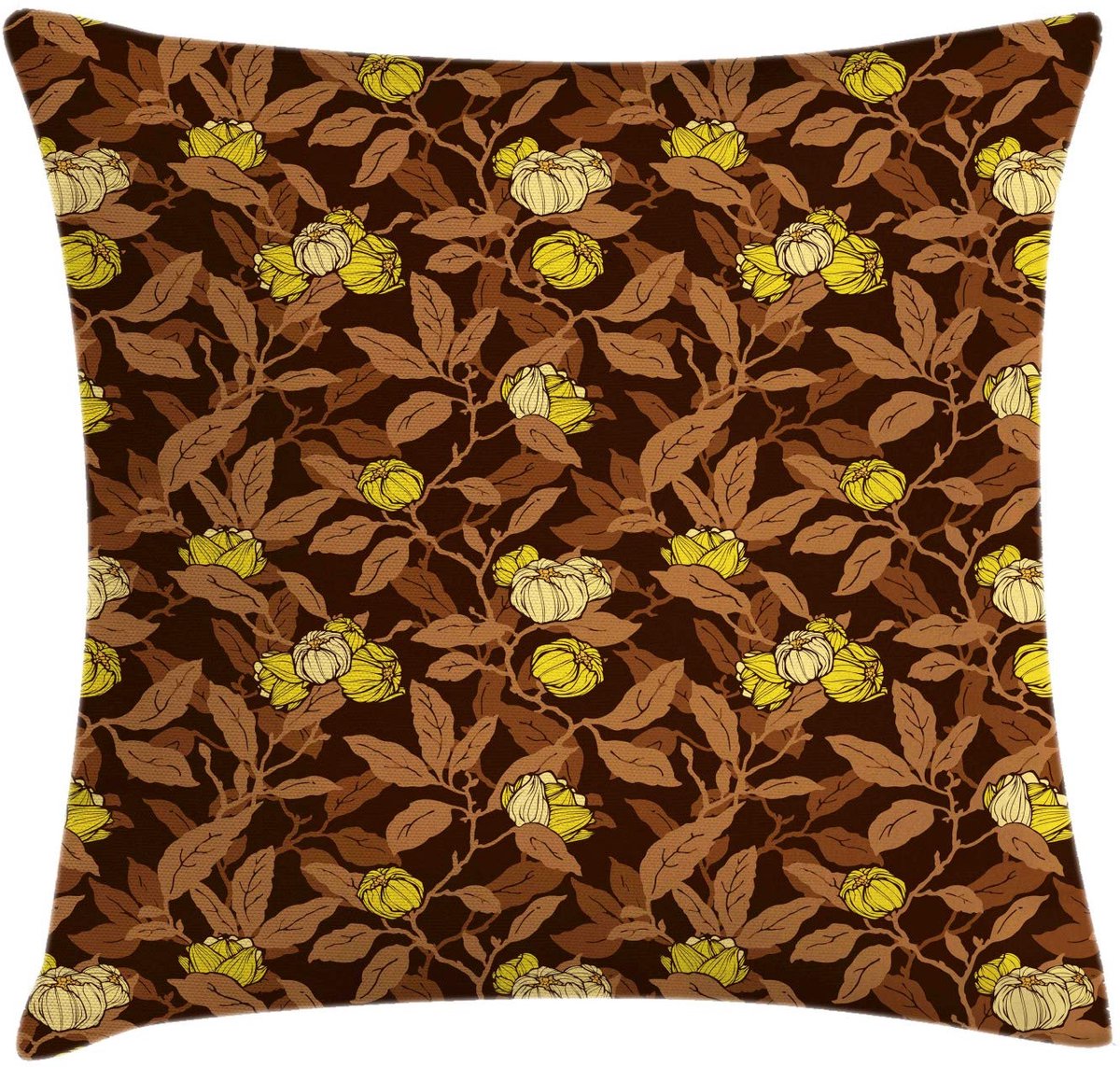 ABAKUHAUS Bloemenkussenhoes – Dubbelzijdig 40x40 cm – Seal Brown en Multicolor