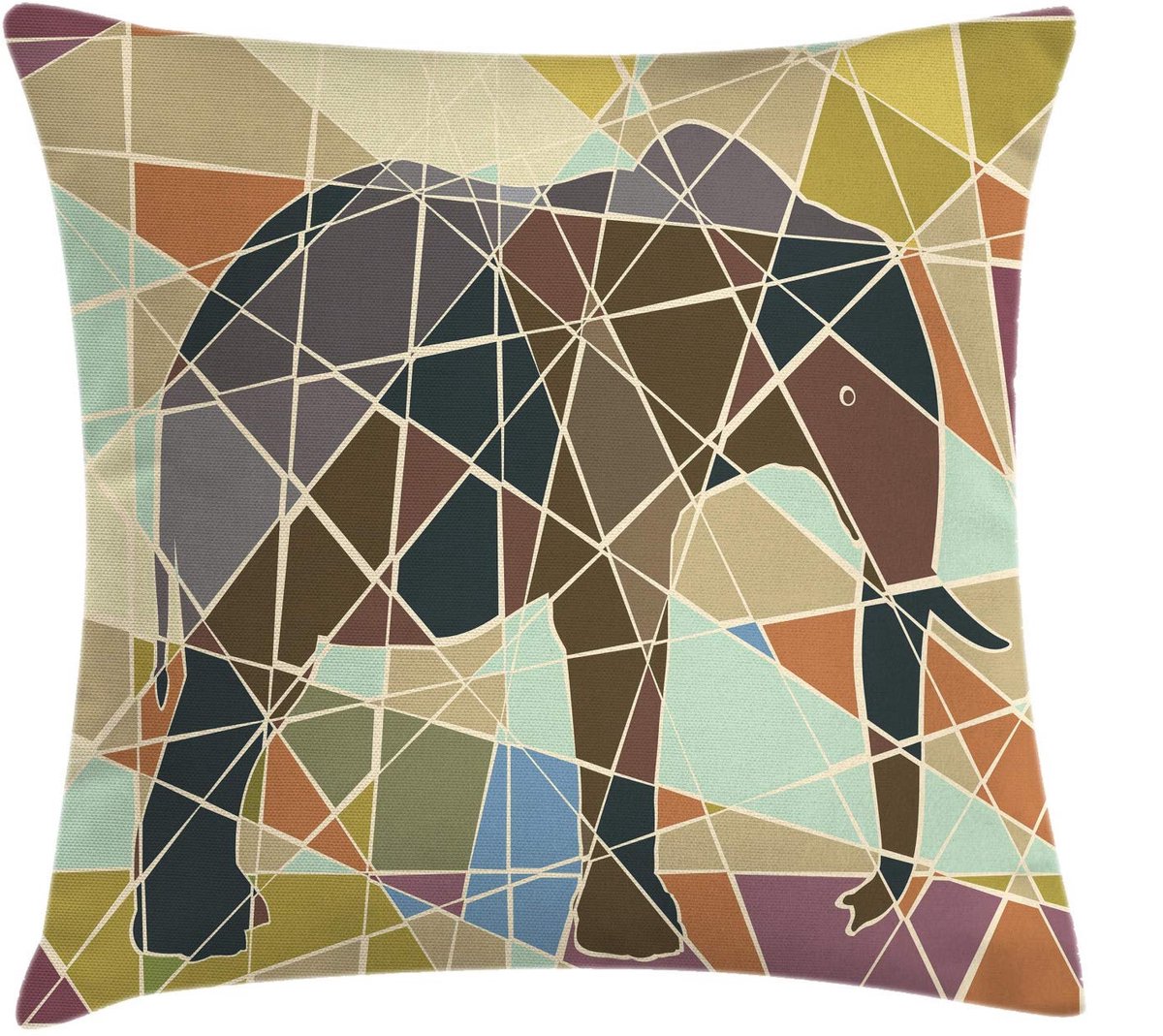 ABAKUHAUS Olifant Kussenhoes – Mozaïek – Dubbelzijdig bedrukt – 40x40 cm – Multicolor Meer specifiek