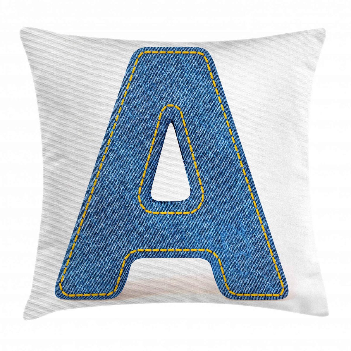 ABAKUHAUS Kussenhoes Letter A – 50x50 cm – Blauw/Geel – Dubbelzijdig