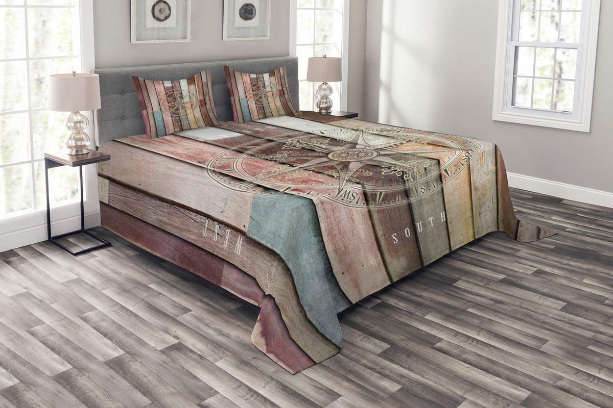 ABAKUHAUS Marine Life Sprei Set – donkerblauw zeiljacht – 220x220 cm – 2 kussenhoezen