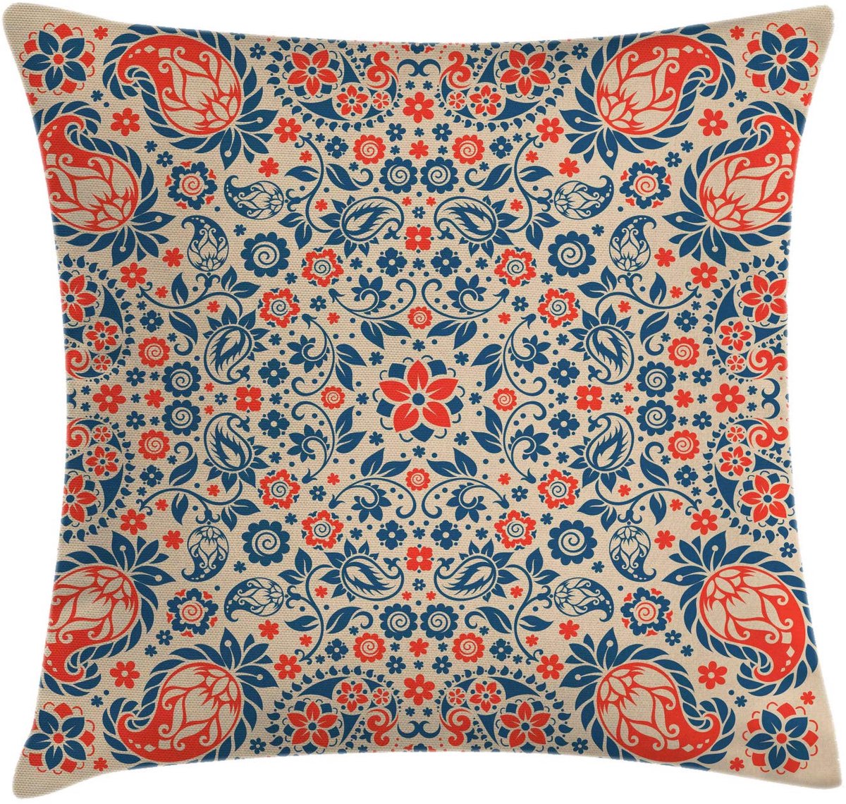 ABAKUHAUS Paisley Kussenhoes – 60x60 cm – Gesponnen Polyester – Nachtblauw
