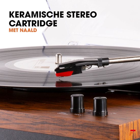 Retro Platenspeler met Bluetooth en Speakers - Fenton RP165 - Incl. Naald - Bruin Hout — afbeelding 4