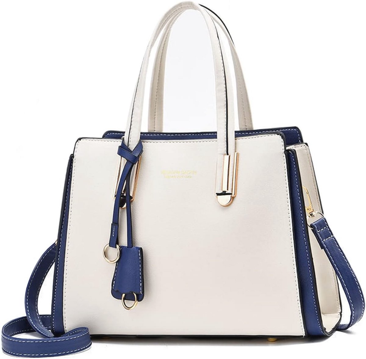 Elegante Dameshandtas met Contrasterende Kleuren - Schoudertas en Shopper Handtas