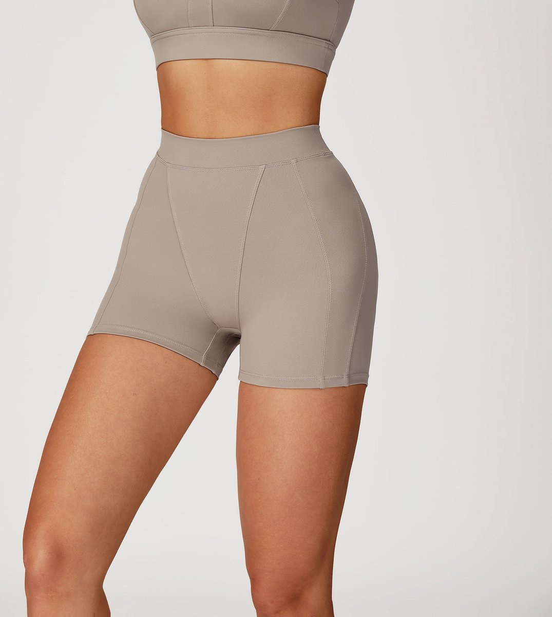 Fitbuddy Seamless Sports Shorts GZL114 – Camel Grey – High Waist, Squatproof & Ademend – Dames – Maat S