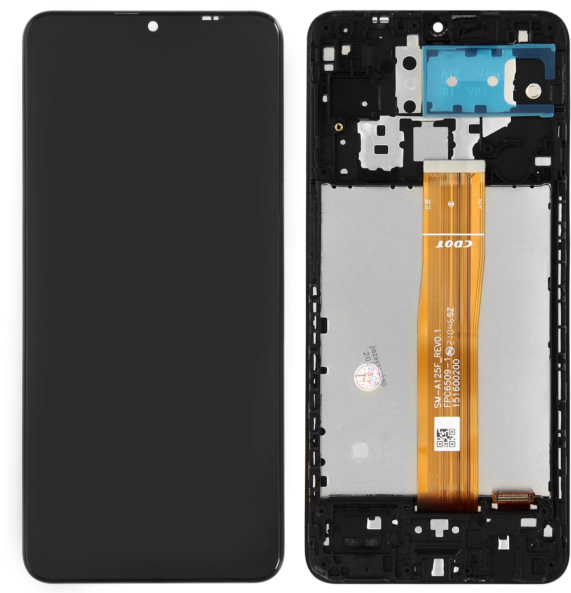 Avizar Scherm + Kader Geschikt voor Samsung Galaxy A12 Volledig Scherm Blok, Zwart