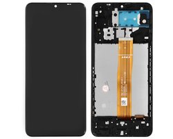 Avizar Scherm + Kader Geschikt voor Samsung Galaxy A12 Volledig Scherm Blok, Zwart