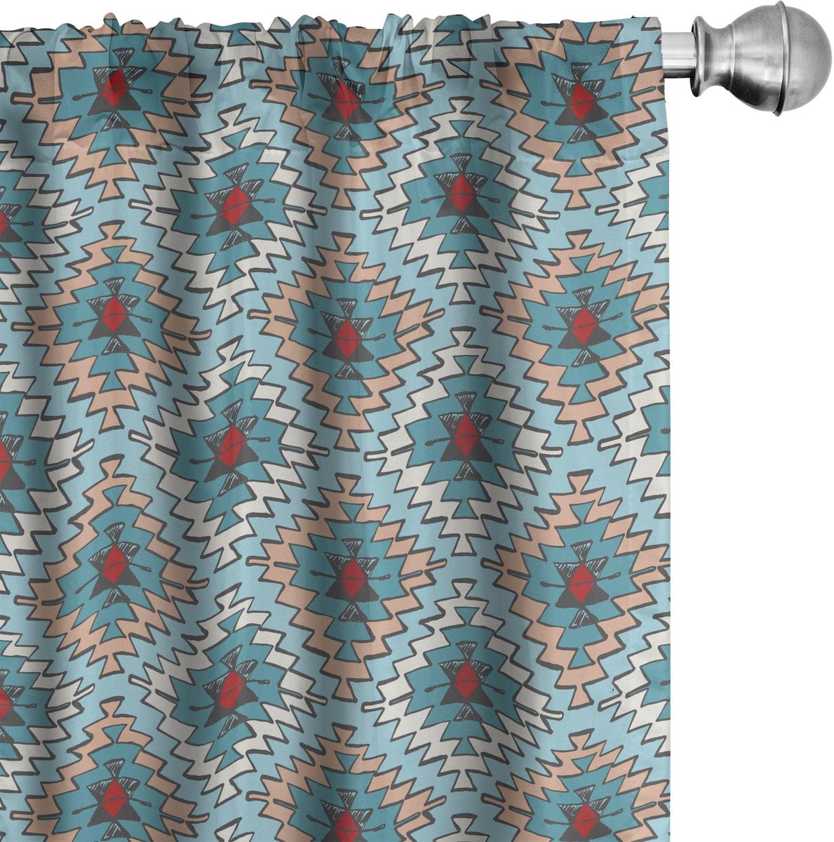 ABAKUHAUS Stammes Gordijnen – 2x B75xH225 cm – Microvezel – Multikleur – Halverduisterend Mehrfarbig