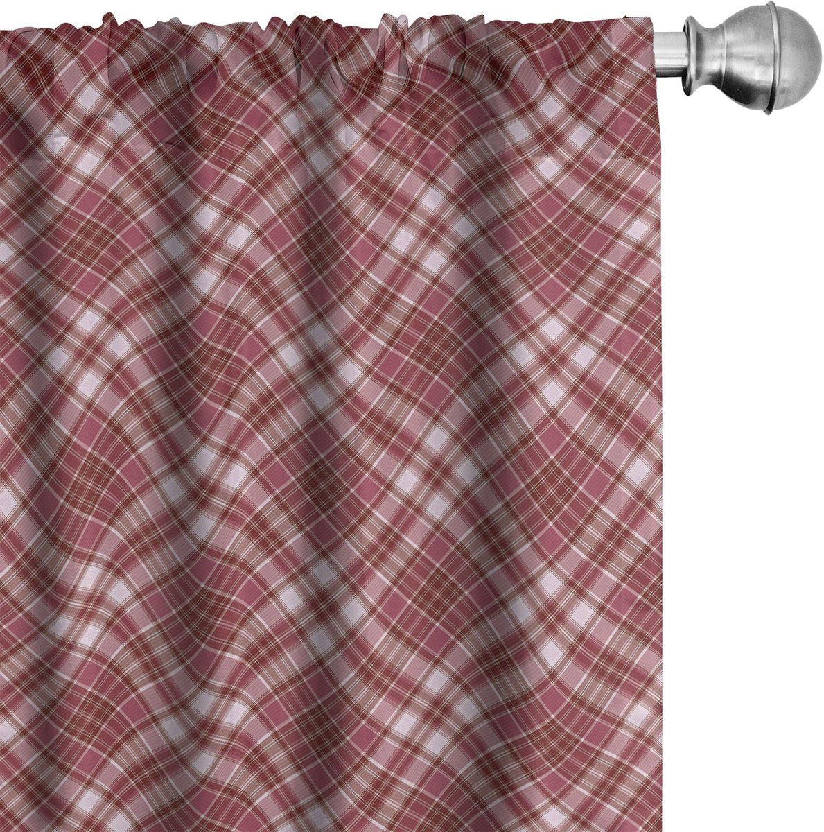 ABAKUHAUS Geruite gordijnen – 2x75x175 cm – Microvezel – Gedroogde rozen – wit Gedroogde roos wit