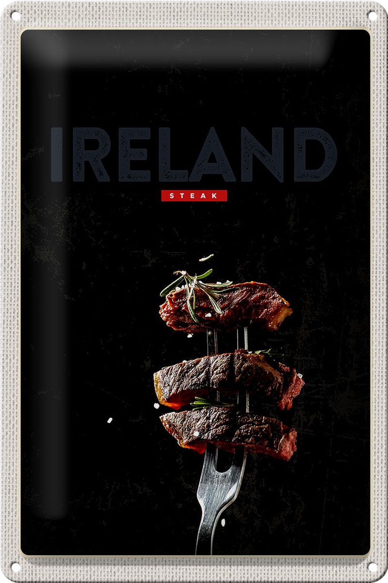 Blechschild Reise 20x30cm Irland Fleisch Steack Gabel