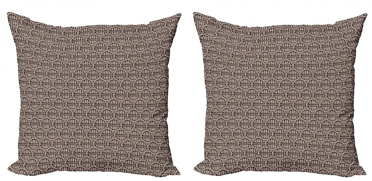 ABAKUHAUS Tribale Kussenhoezen-Set – 2x45x45 cm – dubbelzijdig, warm taupe