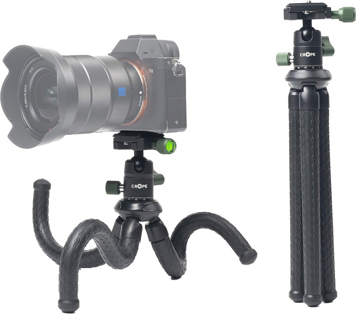 Flexibele camera tripod met 360 graden balhoofd en belasting tot 2 kg