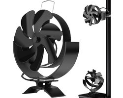 Kachelventilator voor houtkachel en openhaard - 360° draaibare houtkachel ventilator - duurzame ecofan inc thermometer - haardventilator staand en hangend - warmteverspreider voor kachel en haard