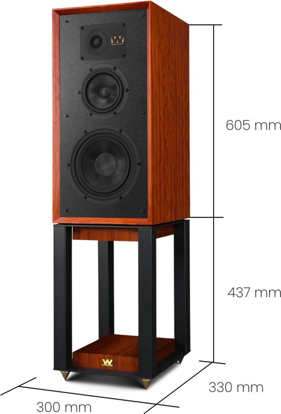 Wharfedale Super Linton Speakers & Super Linton Stands - Bundel - 3-weg, Kevlar Woofer, AMT Tweeter - Rijke Geluidskwaliteit - Iconisch Design - Mahogany/ Mahogany van Wharfedale — afbeelding 4