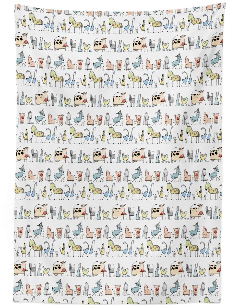 ABAKUHAUS Cartoon-Dier Tafelkleed – 140x170 cm – Satijn – Wasbaar