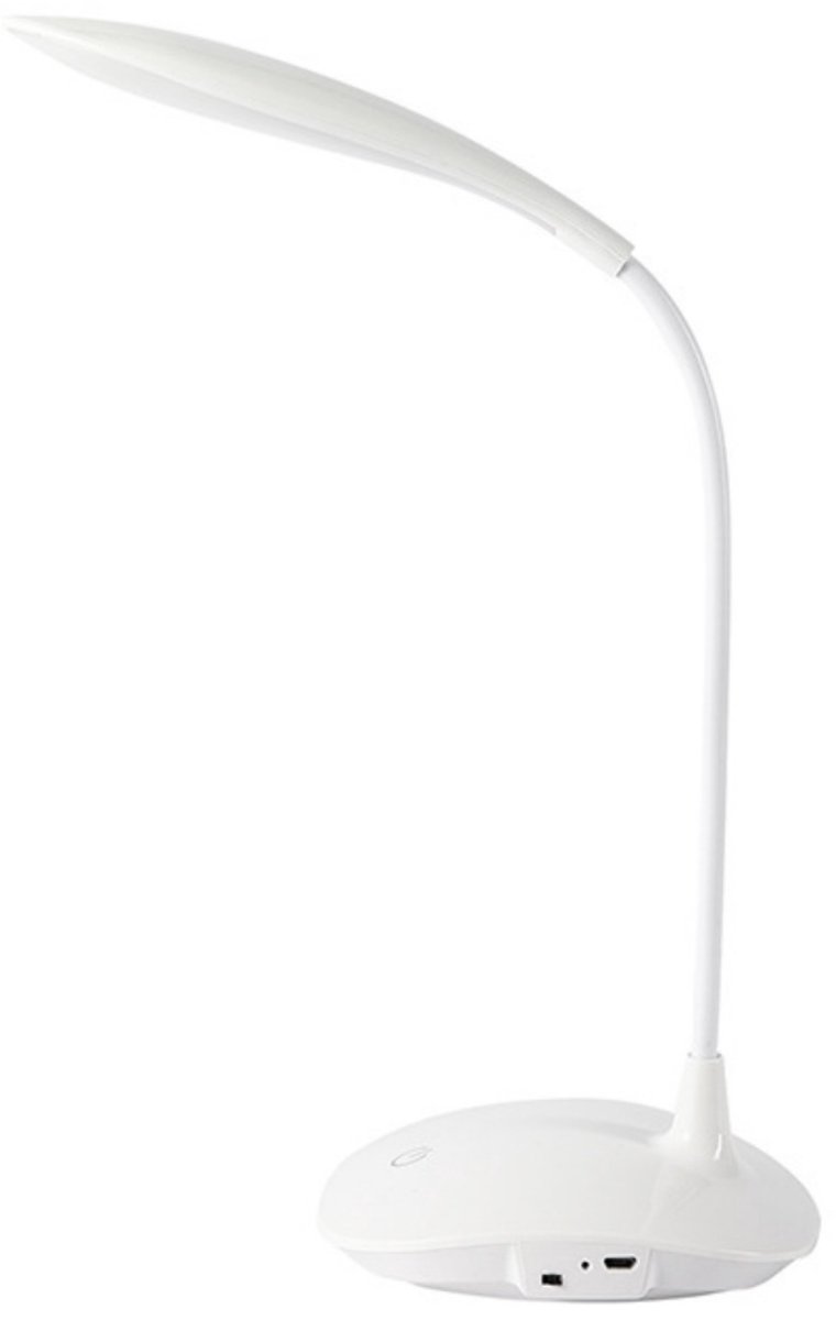 GELLDG Bureaulamp - LED-bureaulamp - 360° flexibele, verstelbare lamparm - Oplaadbaar - Dimbaar - Geschikt voor thuis en op kantoor - Wit