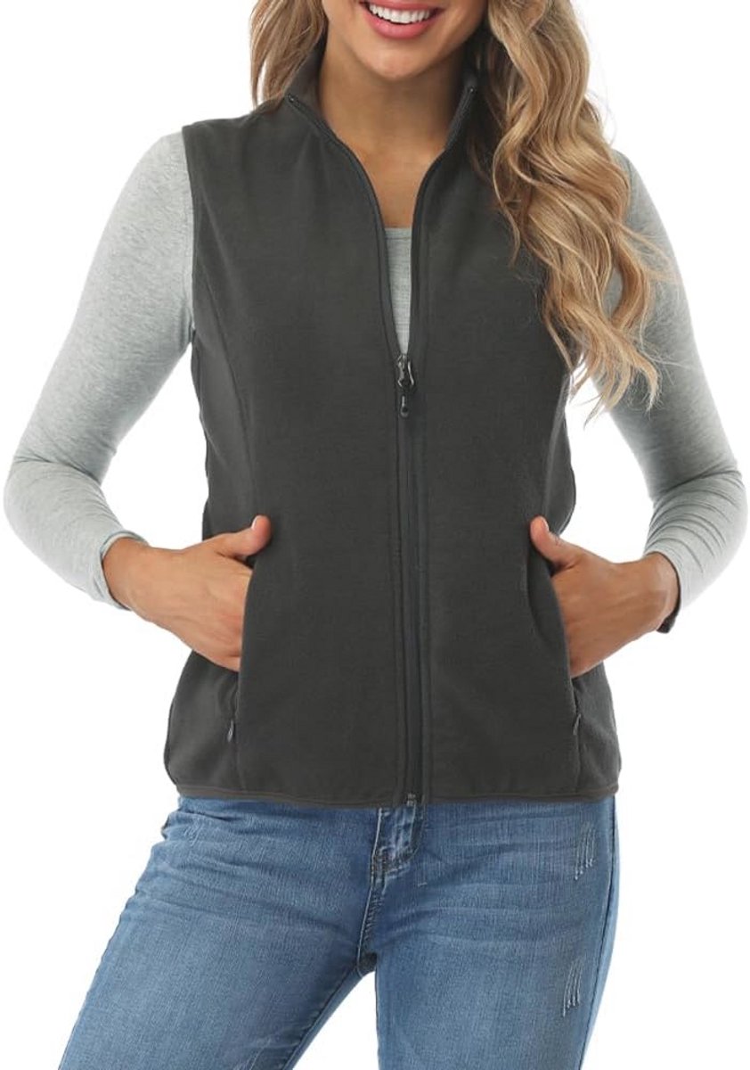 Dames Fleece Gilet - Lichtgewicht Mouwloos Vest met Ritszakken