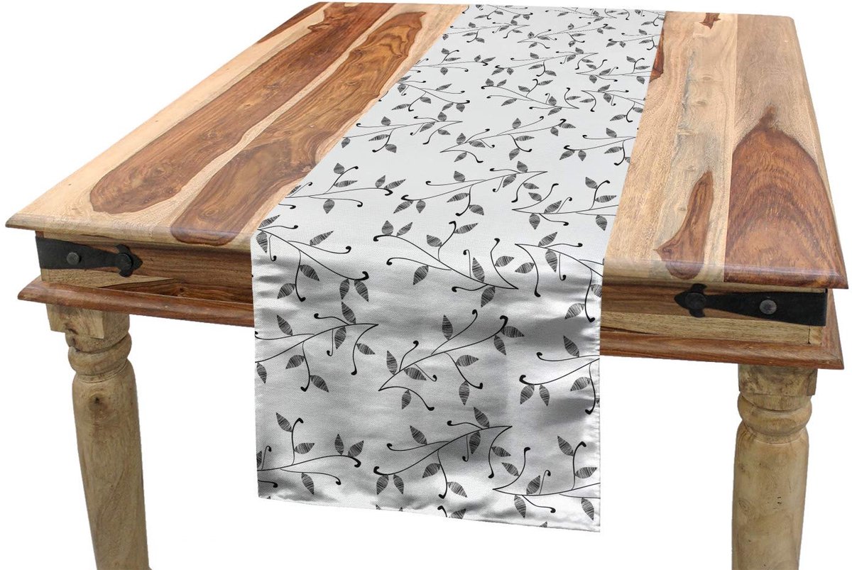 ABAKUHAUS Blad-tafelrunner – 40x225 cm – wit-grijs, eco-ontwerp