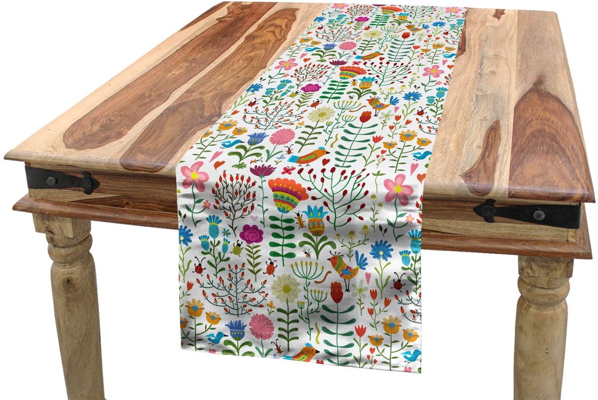 ABAKUHAUS Bloemen-tafelloper – Doodle-Woud – 40x225 cm – Multicolor