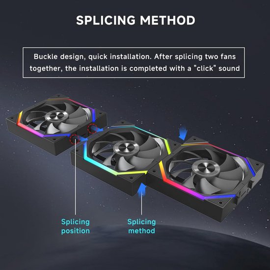 ARGB Case Fan 120 mm - Daisy Chain Design - One Cable Connection - RGB ...