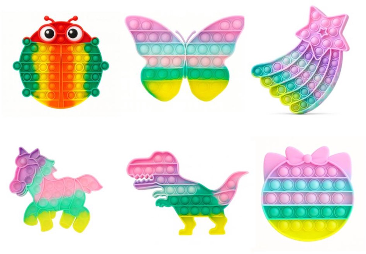Maxium Pop Its- 6-delig- Fidget Speelgoedset- Pop It- Fidgeting- Fidgettoys- Anti Stress- Stress & Angst Verlichting - voor op kantoor