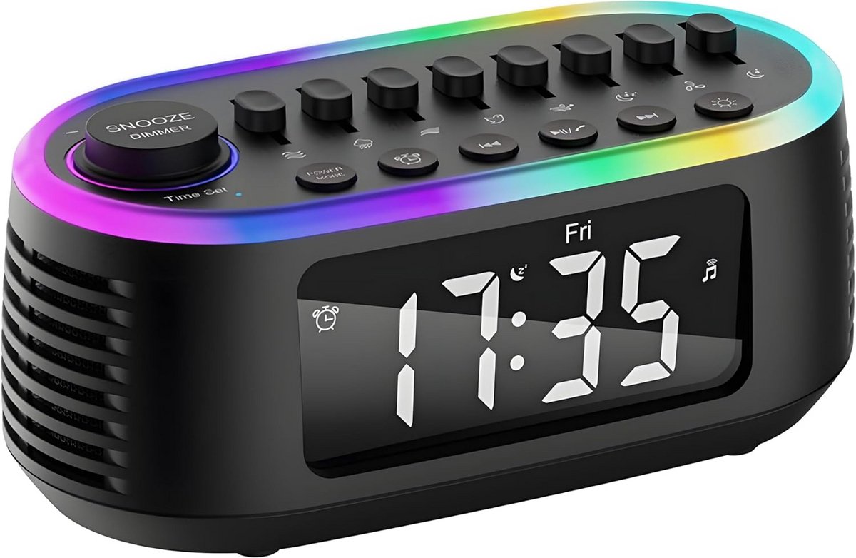 Geluidmachine met Bluetooth Speaker, Digitale Alarmklok en LED Nachtlampje voor Betere Slaap