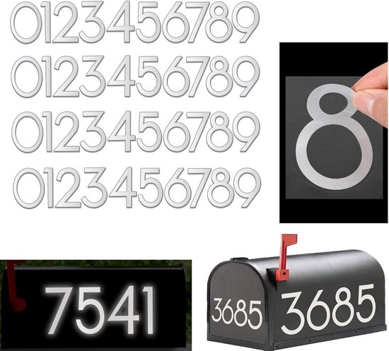 Reflecterende Brievenbusnummer Stickers 0-9 - Waterdichte Cijfers voor