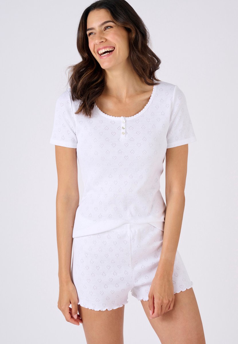 Damart - Petits Coeurs T-shirt met korte mouwen - beperkte editie - Dames - Wit - 50-52 (XL)