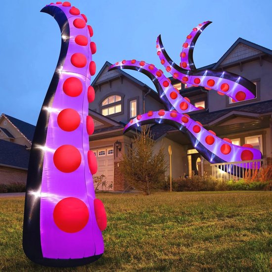 HOMCOM Opblaasbare Halloween-spook Met Pompoenverlichting Geest Zelfopblazende Pompoen Spookpop Decoratie~13lojte8qug00