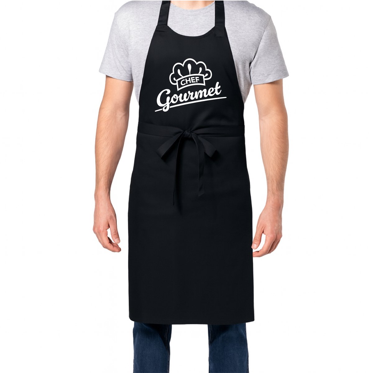 Zomertip! - Keukenschort Chef Gourmet | Zwart | Dames/Heren | Verstelbaar | Cadeau-idee | BBQ | Verjaardag | Jubileum | Verrassing | Grapje