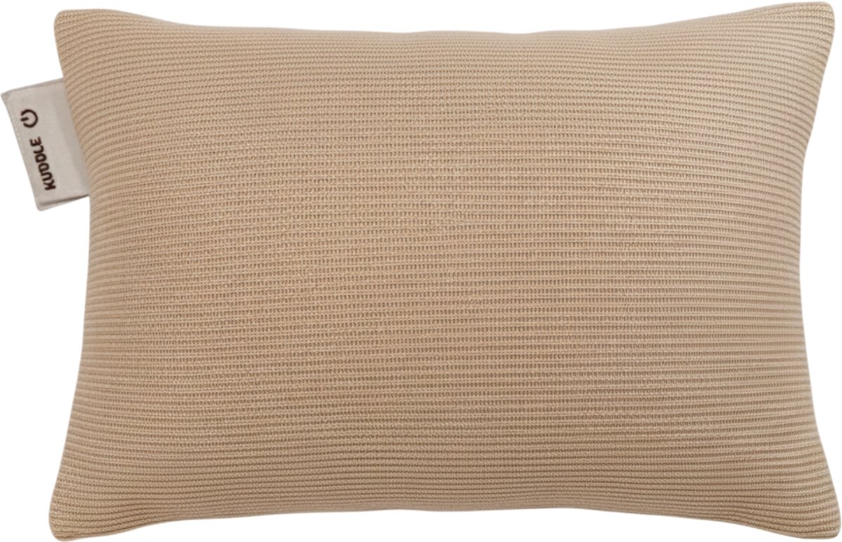 Kuddle Warmtekussen Oplaadbaar - Gebreid 'Sand Beige' 45x60cm - Draadloos & Elektrisch - Vaste batterij