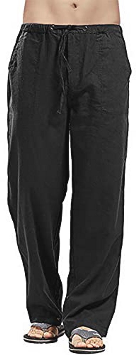 Herenbroek met trekkoord van linnen - Casual, lichtgewicht zomer strandbroek