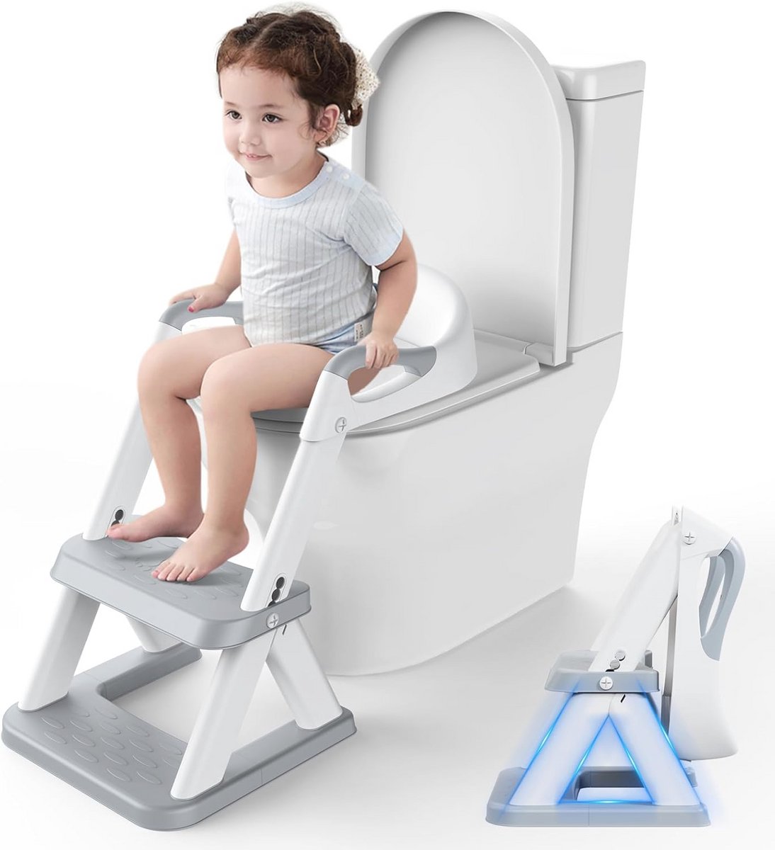 Toiletbril voor Kinderen - Geüpgraded 2-in-1 Met Trap - Opvouwbare Kindertoilettrainer