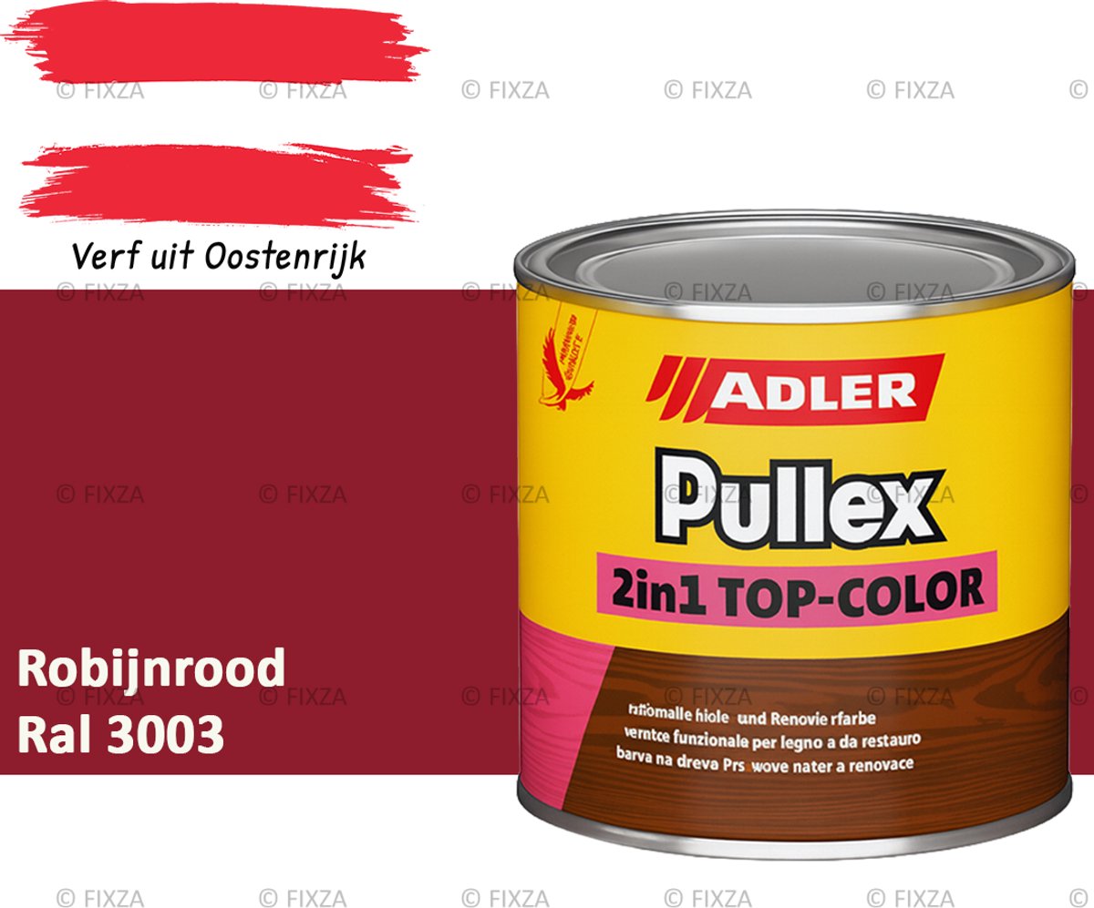 ADLER Pullex 2in1 Top-Color – Robijnrood – 2,5 Liter – Dekkende Houtverf Buiten – Zijdemat