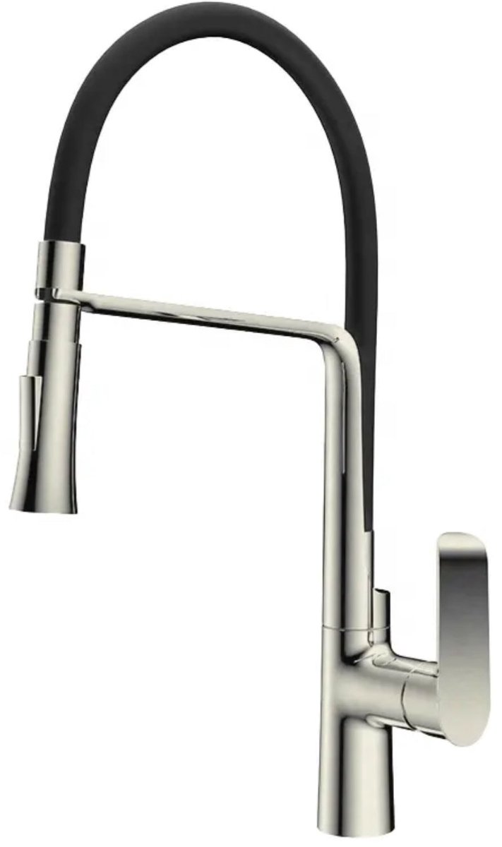 Hudor Keukenkraan Met Uittrekbare Uitloop Chroom - Erymanthe Collectie - Draaibare Sproeikop - 100% Gerecycled Messing - Waterbesparend