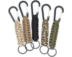 Karabijnhaak - 5 Stuks - karabijnhaak sleutelhanger - Outdoor survival klimketting - Paracord sleutelhanger met karabijnhaak - geweven sleutelhanger - Bergsport sleutelhanger - Paracord sleutelhanger