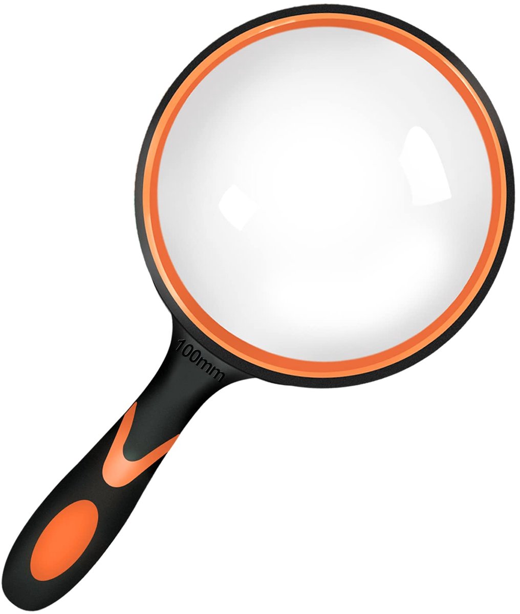 IMPERATORIS® Vergrootglas - Handheld Vergrootglas voor Kinderen & Senioren -Lichtgewicht & Duurzaam – Educatief Speelgoed voor Natuurverkenning - Lezen & Hobby’s - 100mm - Zwart/Oranje