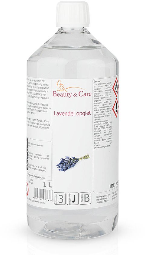 Beauty&Care® Sauna Opgietmiddel - Lavendel - Opgietconcentraat voor Emmer & Saunakachel - tot 100x Opgieten - Geuren met Etherische Olie - Verzorging & Assessoires - 1L