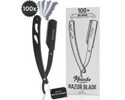 ProTrue Open Scheermes met 100 Scheermesjes - Klassiek Barbiersmes - Shavette - Safety razor - Kappersmes